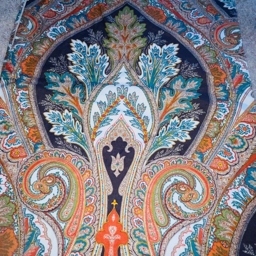 Pottery BarPaisley Print Navy Orange Teal Runner 17x100 Woven n